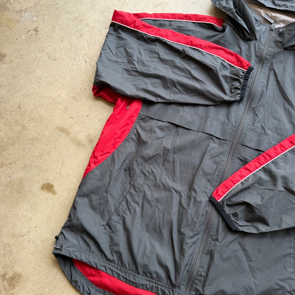 Prospirit Windbreaker Jacket Mens L Gray Red Full Zip Hooded Sporty Athleisure - Picture 11 of 11